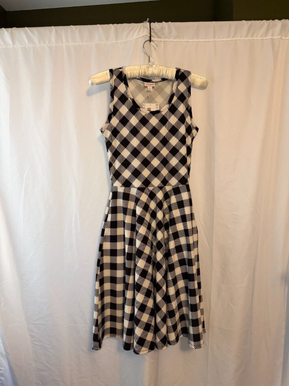 LulaRoe Black and White Checked Dress NWT
